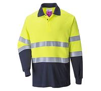 Portwest FR74 Polo Bicolore Antistatique aux Flammes Fermeture Bouton Caché