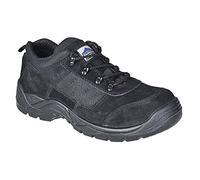 Portwest FT64 Chaussure Trouper Steelite Doublure Intérieure Respirante | Noir, 36, Certifié CE, S1P EN ISO 20345, Semelle Acier Anti-Perforation, Renfort Cousu en Cuir, Tirette Arrière, Embout Acier