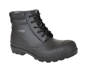 Portwest FW45B Brodequin PVC Semelle Acier Anti-Perforation Imperméable | Noir, 38, S5 EN ISO 20345, Renfort Protecteur sur L'embout, Résistant aux Huiles, Talon avec Absorption D'énergie, Léger