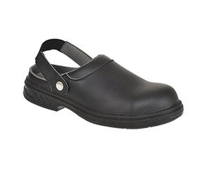 Portwest FW82 Sabot Sécurité AE Lavable en Machine à 30°C Sangle Amovible | Noir, 46, Certifié CE, SB EN ISO 20345, Chaussures Anti-Statique, Coquille Acier, Col Double, Résistant à L'eau, Embout Acier
