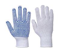Portwest Gant Classique Tricoté Picots PVC, Couleur: Blanc/Bleu, Taille: M, A111WBRM