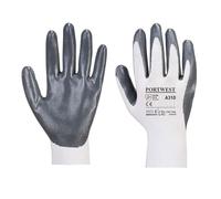 Portwest Gant Flexo Grip enduit Nitrile, Couleur: Gris/Blanc, Taille: M, A310GRWM