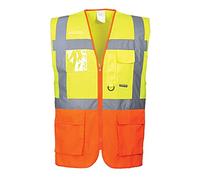 Portwest Gilet Executive Prague, Couleur: Jaune/Orange, Taille: L, S376YORL