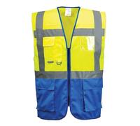 Portwest Gilet Executive Warsaw, Couleur: Jaune/Royal, Taille: XXXL, C476YRBXXXL