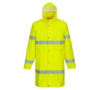 Portwest H442 Manteau de pluie 100cm Bande Réfléchissante 2 Poches Ventilé | Jaune, 2XL, UPF 40+, EN 343 Classe 3:1, Imperméable à L'eau, Poignets Élastiqués, Œillets D'aération, Capuche Repliable