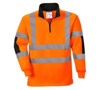 Portwest Haut Polaire Rugby Haute Visibilité Zip 1/4 Orange Noire B308