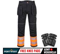 Portwest Hi-Viz Étui Pantalon Cargo Poches Genoux Elasticted Gratuit Tampons