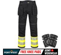 Portwest Hi-Viz Étui Pantalon Cargo Poches Genoux Elasticted Gratuit Tampons