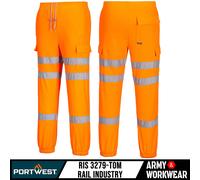 Portwest Hi Viz Jogging Bas Combat Hommes Jogging Genou Patchs Rail Orange