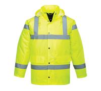 Portwest Jaune Hi-Vis Trafic Veste Avec Matelassé Doublure & Caché Capuche
