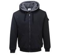 Portwest KS32 Blouson capuche Pewter Ouverture Frontale Zippée Poche Stylo | Noir, M, UPF 50+, Ourlet Bord Côte, Polycoton Réfléchissant Multipoche, Rembourré, Décontracté