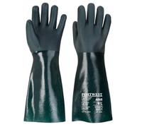 PORTWEST Lot de 12 paires de gants PVC 45cm double trempage Vert XL - Taille 10 - Gants de travail