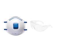 Portwest Masque FFP2 avec valve, Couleur: Blanc, P201WHR & Surlunettes de sécurité 3M™ Visitor 71448-00001M