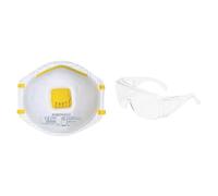 Portwest P101WHR FFP1 Protection anti-poussière avec vanne, blanc, 10 pièces & Surlunettes de sécurité 3M™ Visitor 71448-00001M