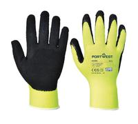 PORTWEST Lot de 12 paires de gants Grip HiVis Latex Jaune XS - Taille 6 - Gants de travail