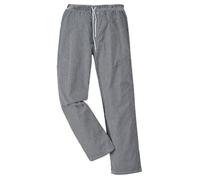 Bromley Chef Pantalon Taille élastique 100% coton alimentaire Restauration de travail, Blanc/Noir, XL