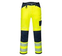 Portwest Pantalon PW3 Hi-Vis Work, Couleur: Jaune/Marine Sho, Taille: 40, PW340YNS40