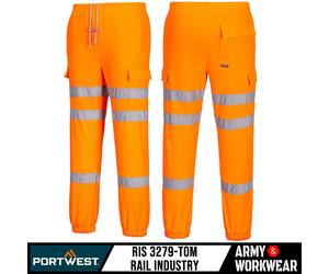 Portwest Pantalons Jogging Hi Viz de Combat Hommes Orange à Genoux