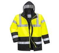 Parka - Portwest - Bicolore Traffic - Jaune/Noir - Haute Visibilité - 4 Poches - Antitaches