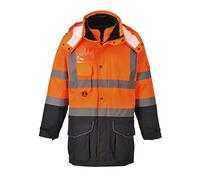 Portwest Parka Haute-Visibilité 7-en-1 Traffic Contrast, Couleur: Orange/Marine, Taille: S, S426ONRS