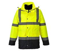 Portwest Parka Hi-Vis bicolore contrastée Trafic 4 en 1, Couleur: Jaune/Marine, Taille: M, S471YNRM