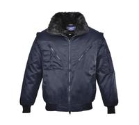 Portwest PJ10 Blouson Pilot Poignets et Ourlets Tricot Zip à Double Curseur | Marine, XL, UPF 50+, EN 342, Polyester, 2 Poches Latérales, Manches Zippées, Coupe Standard, Six Poches, Anti-Taches, Hiver