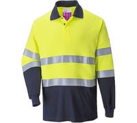 Portwest Polo bicolore antistatique résistant aux flammes, Couleur: Jaune/Marine, Taille: L, FR74YNRL