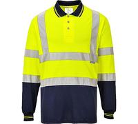 Portwest Polo bicolore manches longues, Couleur: Jaune/Marine, Taille: L, S279YNRL