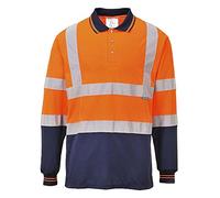 Portwest Polo bicolore manches longues, Couleur: Orange/Marine, Taille: S, S279ONRS