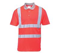 Portwest Polo Hi-Vis manches courtes, Couleur: Rouge, Taille: L, S477RERL