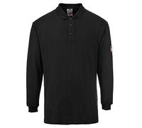 Portwest Polo manches longues antistatique résistant aux flammes, Couleur: Noir, Taille: S, FR10BKRS