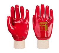 Portwest PVC Poignet Tricot, Couleur: Rouge, Taille: XXL, A400RERXXL