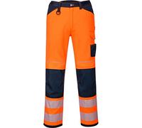 Portwest PW3 PW340ONR28 Pantalon de Travail Haute visibilité Orange/Bleu Marine Taille 28