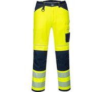 Portwest PW3 PW340YNR32 Pantalon de Travail Haute visibilité Jaune/Bleu Marine