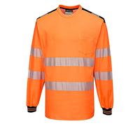 Portwest PW3 T-Shirt Haute Visibilité ML, Couleur: Orange/Noir, Taille: L, T185OBRL