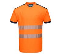 Portwest PW3 T181 T-Shirt Confortable en Coton Haute visibilité avec Bande | Bande réfléchissante, respirante, col rond, confort en coton, haute visibilité, rail, entrepôt