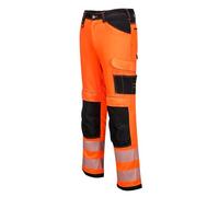Portwest Pantalon PW3 Hi-Vis Work, Couleur: Orange/Noir Shor, Taille: 30, PW340OBS30