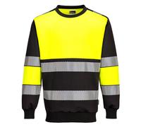 Portwest PW376 PW3 Sweatshirt Hi-Vis Classe 1 Col Rond Manches Côtelées Confort