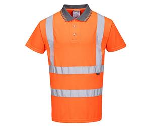 Portwest RT22 Polo Haute visibilité RIS Bande Réfléchissante Coupe Ample | Orange, S, EN ISO 20471 Classe 2, Tissu Respirant, Col Côtelé, Manches Courtes, Lavable en Machine, Durable