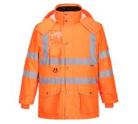 Portwest RT27 Parka HV 7-en-1 RIS Imperméable à L'eau Poches Ergonomiques | Orange, XL, EN ISO 20471 Classe 3, EN 342, Tissu Oxford 300D, Col Doublé Polaire, Protection Contre le Froid, Réfléchissant