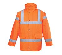 Portwest RT30 Parka Poche Poitrine Intérieure Bande Réfléchissante Voirie | Orange, XL, EN ISO 20471 Classe 3, EN 342, Oxford 300D, Poignets Bords Cotes, Zip à Double Curseur, Doublure Matelassée