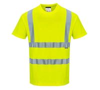 Portwest S170 T-Shirt Manches Courtes Respirant Lavable en Machine Col Rond | Jaune, L, EN ISO 20471 Classe 2, Tissu Absorbant L'humidité, Bande Réfléchissante, Haute Visibilité, Confort Coton, Léger