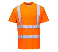 Portwest S170 T-Shirt Manches Courtes Respirant Lavable en Machine Col Rond | Orange, 3XL, EN ISO 20471 Classe 2, Tissu Absorbant L'humidité, Bande Réfléchissante, Haute Visibilité, Confort Coton, Léger