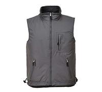 Portwest S418 Veste Col Doublé Polaire Cordon de Serrage Poche Téléphone | Gris, M, Polyester, Tissu Ripstop Robuste Fait, Sans Manches, Vêtement Réversible à Usage Multiple, Poches à Fermeture Éclair