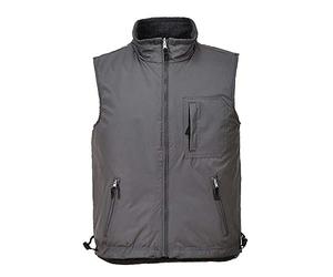 Portwest S418 Veste Col Doublé Polaire Cordon de Serrage Poche Téléphone | Gris, M, Polyester, Tissu Ripstop Robuste Fait, Sans Manches, Vêtement Réversible à Usage Multiple, Poches à Fermeture Éclair