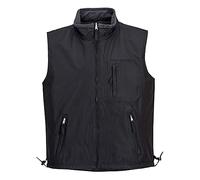 Portwest S418 Veste Col Doublé Polaire Cordon de Serrage Poche Téléphone | Noir, M, Polyester, Tissu Ripstop Robuste Fait, Sans Manches, Vêtement Réversible à Usage Multiple, Poches à Fermeture Éclair