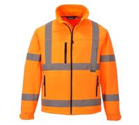 Portwest S424 Veste Softshell Couches 2 Poches Latérales Zippées Respirant | Orange, 3XL, EN ISO 20471 Classe 3, UPF 40+, Polyester, Bande Réfléchissante, Coupe Standard, Multipoche
