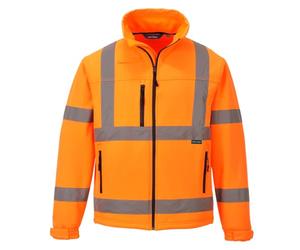Portwest S424 Veste Softshell Couches 2 Poches Latérales Zippées Respirant | Orange, 3XL, EN ISO 20471 Classe 3, UPF 40+, Polyester, Bande Réfléchissante, Coupe Standard, Multipoche