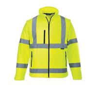 Portwest S428 Blouson Softshell Couches 2 Poches Latérales Zippées Mixte | Jaune, 2XL, EN ISO 20471, UPF 40+, Polyester, Bande Réfléchissante, Doublure Polaire, Imperméable, Auto-Agrippant