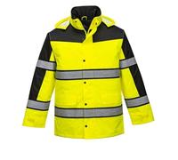 Portwest S462 Parka Bicolore Panneaux Contrastant Poche Poitrine Intérieure | Jaune, 2XL, EN ISO 20471 Classe 3, UPF 40+, Oxford 300D, Bande Réfléchissante, Doublure Matelassée, Imperméable à L'eau